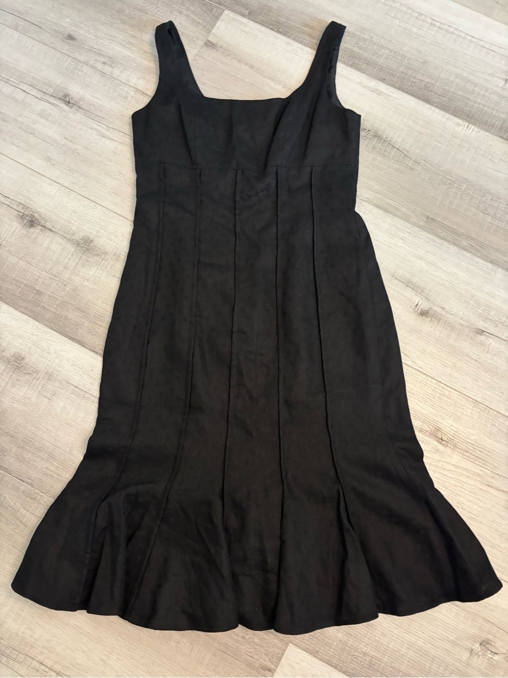 Maggy London Black Linen Blend Polka Dot Fit & Flare Midi Dress 8